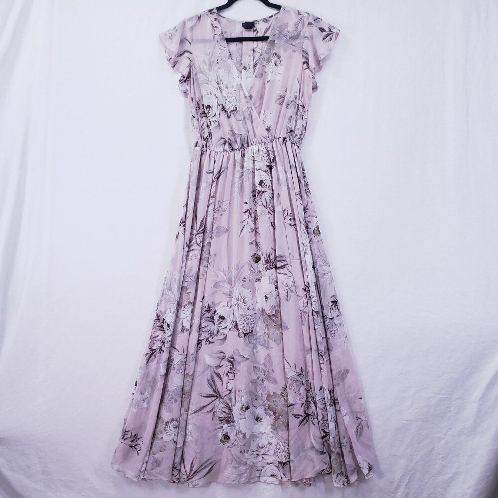 Kate and Lily Peasant Maxi Dress Womens Size 8 Pink Floral A Line Party Preppy